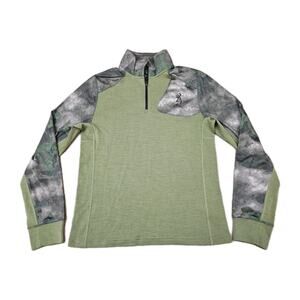 Browning Sweater Pullover Mens Large Camo Wool Blend Speed Thumbholes Hunting